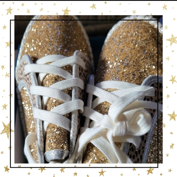 Kylie Glitter & Animal Print Sneakers Sz 11 NIB 1" Platform Holiday Ready - Picture 4 of 6